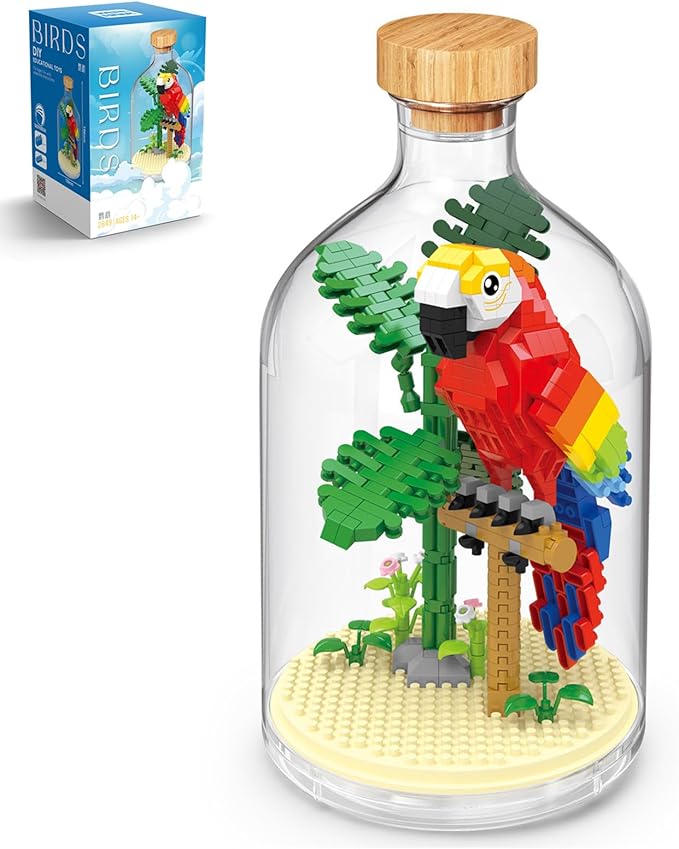Thcbme Bird Animals Building Block Toy Set, Parrot, Swallow, Eagle, Creative Set to Build and Display, Compatible with Lego 6254100 Building Accessory, Great Gift for Kids with Ages 6+(Parrot 483pcs)