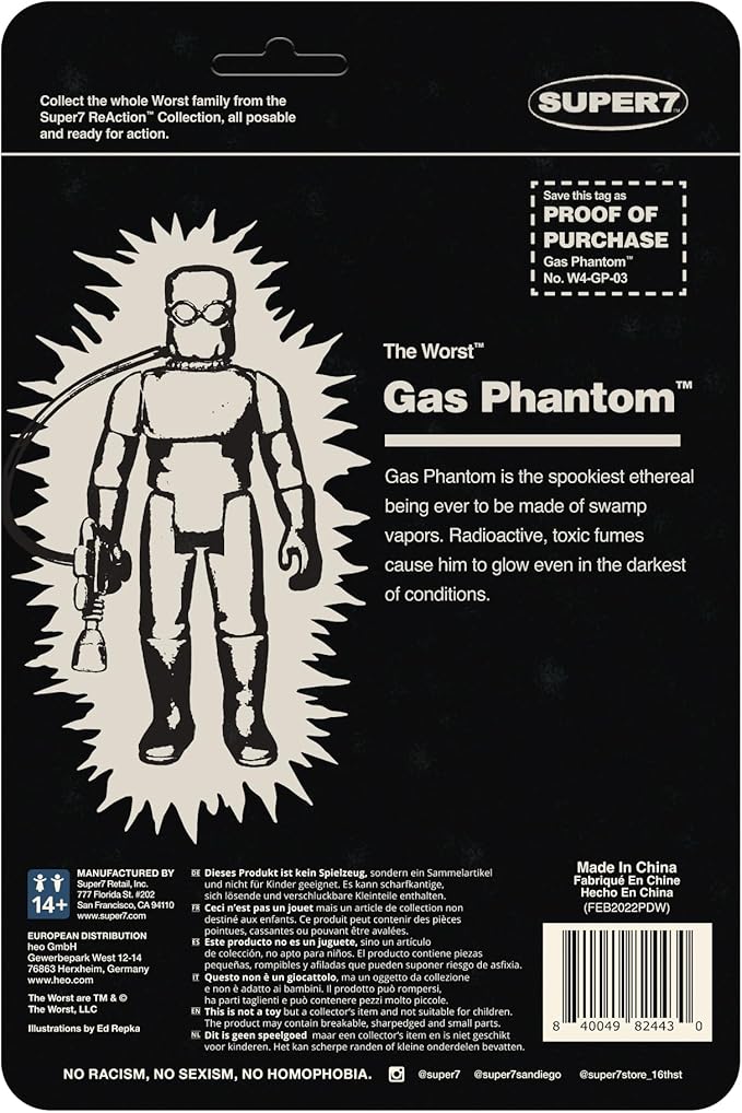 Super7 The Worst Killer Gas Phantom (Monster Glow) - 3.75" The Worst Action Figure Collectibles and Retro Toys