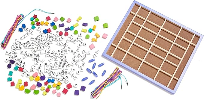 Melissa & Doug Created by Me! Alphabet Beads Deluxe Wooden Stringing Beads, 200+ Beads and 8 Laces for Jewelry-Making