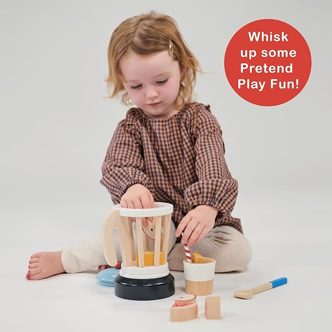 Mentari Toys - Smoothie Maker - Wooden Fruity Blender Toy Set for Pretend Cooking - Social, Creative, and Imaginative Development - Learning Role Play to Make a Healthy Shake - Age 3+