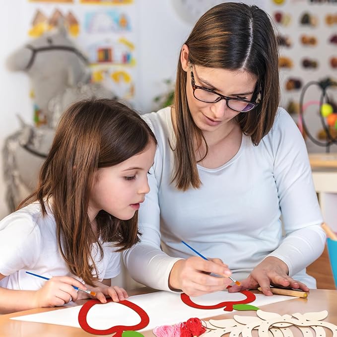 Fennoral 6 Pack Apple Dream Catcher Craft Kit for Kids Paint You Own Dream Catcher DIY Coloring Wooden Back to School Art and Craft for Classroom Art Activity First Day of School Decoration