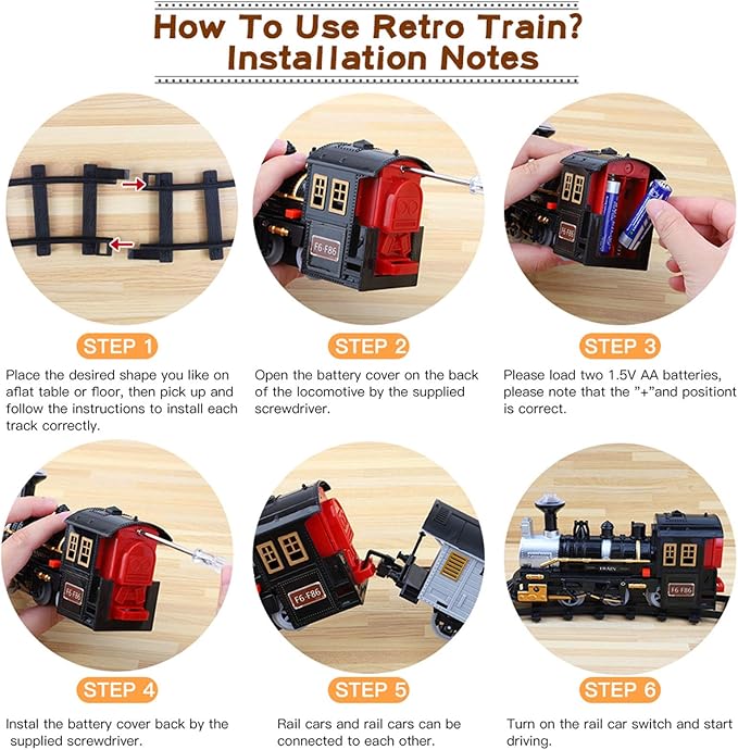 Lucky Doug Christmas Train Set Toys for Kids, Toy Train Set with Light & Sound for Under Christmas Tree, Christmas Train Toys Set for Kids Toddler 1-3 2-4 3-5 4-8 4-7, Christmas Birthday Gifts Toys