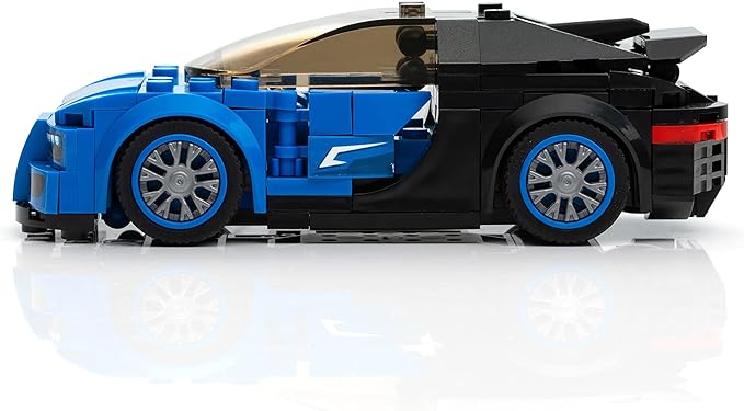 Bugatti Racing Car Building Block Set (237 Pieces). Racing Car Building Blocks for Kids and Adults (Blue)