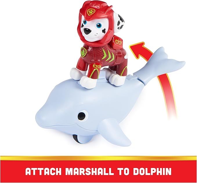 Paw Patrol, Aqua Pups Marshall and Dolphin Action Figures Set, Kids Toys for Ages 3 and up