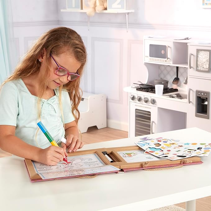 Melissa & Doug Natural Play: Play, Draw, Create Reusable Drawing & Magnet Kit – Princesses (54 Magnets, 5 Dry-Erase Markers) - FSC Certified