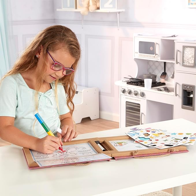 Melissa & Doug Natural Play: Play, Draw, Create Reusable Drawing & Magnet Kit – Princesses (54 Magnets, 5 Dry-Erase Markers) - FSC Certified
