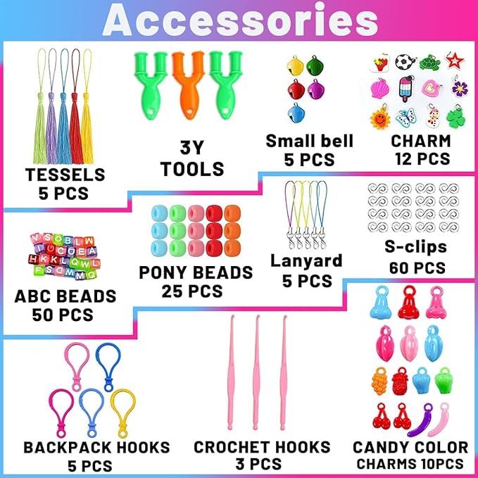 LINNYU 2500+ Rubber Band Bracelet Kit, 32 Colors Loom Bracelet Making Kit for Art and Craft, Rubber Bands Refill Loom Set with DIY Accessories for Girls & Boys