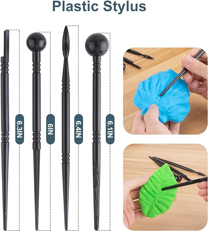 Clay Tools Kit, 25 PCS Polymer Clay Tools, Ceramics Clay Sculpting Tools Kits, Air Dry Clay Tool Set for Adults, Kids, Pottery Craft, Baking, Carving, Drawing, Dotting, Molding, Modeling, Shaping