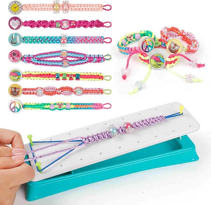 PREPOP Arts and Crafts Toys - Friendship Bracelet Making Kit for Girls, DIY Birthday Gifts for Kids Ages 7 8 9 10 11 12 Year Old, Travel Activity and Party Supply for Bracelets String Maker