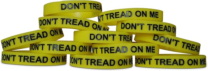 Novel Merk Don't Tread On Me 12-Piece Yellow Party Favor & School Carnival Prize Silicone Rubber Band Wristband Bracelet Accessory