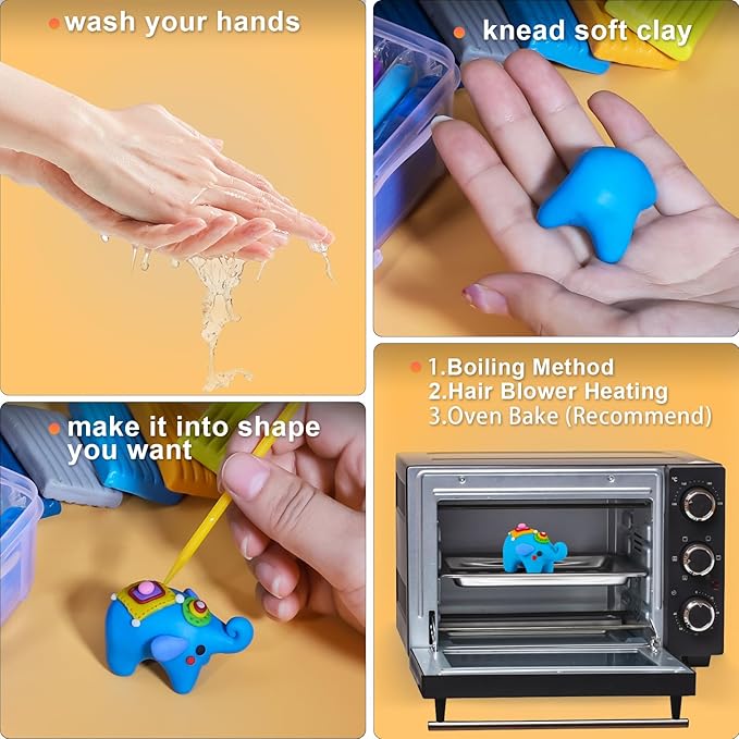 Polymer Clay 88 Colors, Modeling Clay for Kids DIY Starter Kits, Oven Bake Model Clay, Non-Toxic, Non-Sticky, Ideal Clay Kits for Children and Artists (88 Colors)