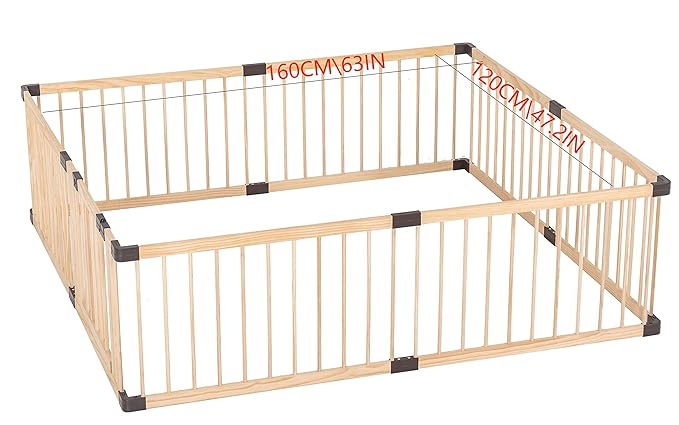 Playpen for Babies and Toddlers, Wooden Conababy Baby Playpen, Play Fence/ Yards, Baby Activity Center Indoor (120x160CM)