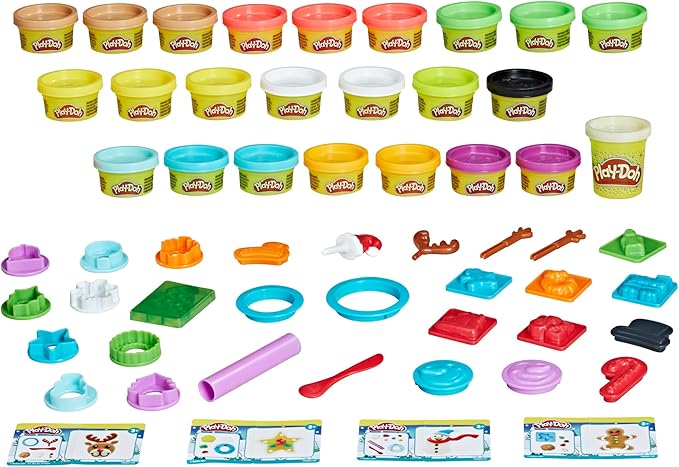 Play-Doh Advent Calendar Toy for Kids 3 Years and Up with Over 24 Surprise Accessories, Playmats, and 24 Cans, Assorted Colors, Non-Toxic