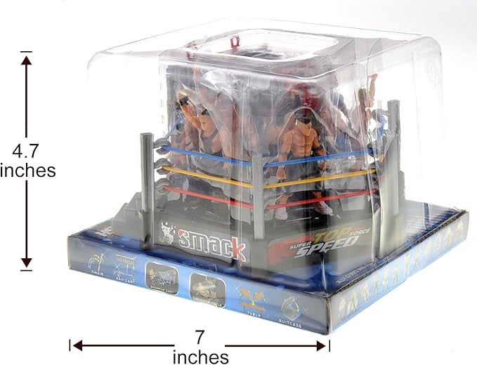 PowerTRC 2 Pack 32 Pcs Wrestling Toys for Kids, Wrestler Play Set with 2 Wrestle Rings Style, 12 Super Wrestlers, Many Realistic Accessories, Toy Figures Cake Topper Birthday Party Decoration Gift