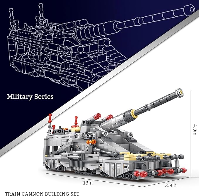 Military Dora Tank Toy Building Set, Compatible with Lego Military WW2 Classic Amry Building Block, Gift for Military Enthusiasts Kid 6-14 Years Old.