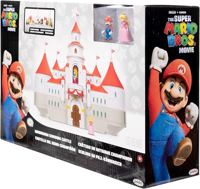 THE SUPER MARIO BROS. MOVIE – Mushroom Kingdom Castle Playset with Mini 1.25” Mario and Princess Peach Figures