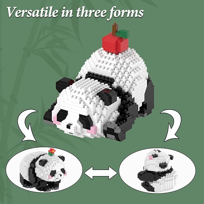 Creator 3 in 1 Animals, Mini Building Blocks Panda- 2 Pack, Party Favors- Micro Blocks Panda Toy for Kids 6+, Mini Blocks Building Sets for Adults, Birthday Gift for Boys and Girls(1626PCS)