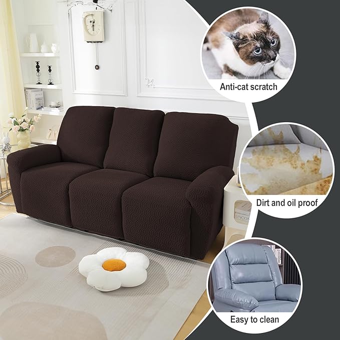 NORTHERN BROTHERS Recliner Sofa Covers 3 Seater, Reclining Sofa Cover 3 Seater, Couch Covers for Reclining Sofa, Couch Cover for Recliner Sofa 3 Seat, Recliner Sofa Covers, Dark Brown