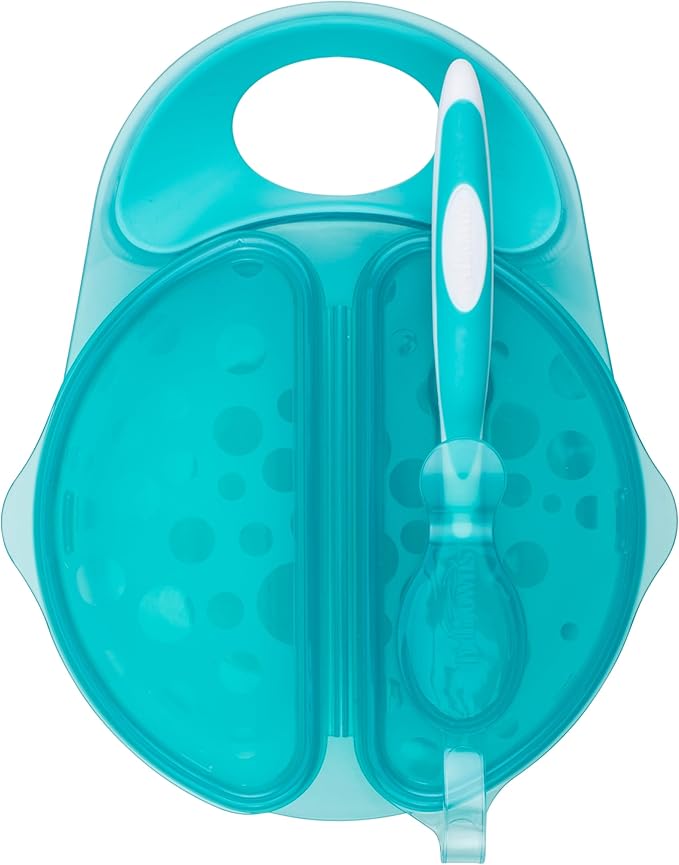 Dr. Brown's Travel Fresh Bowl and Snap-in Spoon, Divided Bowl with Spoon for Toddler Feeding On the Go, BPA Free, 4m+