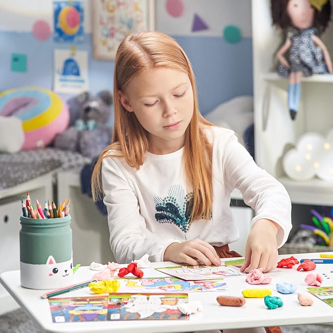 Arteza Kids Air-Dry Clay, 36 Bars, Magical Creatures Modeling Clay-by-Numbers Kit, 7 Magical Cards, 14 Googly Eyes, Craft Supplies for Learning Centers and Educational Playtime