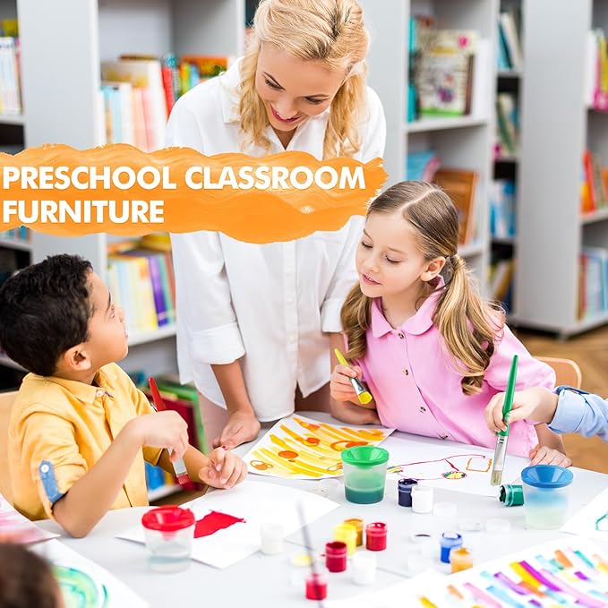 Toddler Paint Brushes Paint Cups, Droppers for Kids, No Spill Paint Cups for Kids, Plastic Liquid Dropper for Kids Crafts, Spill Proof Paint Cups for Preschool Classroom Furniture