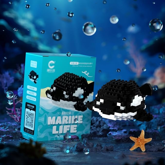 Marine Animals Building Blocks Sets Mini Building Blocks Ocean Animal Sea Creatures Building Blocks Set Mini Building Blocks Toys STEM Gifts for Kids Adult(Killer Whale)