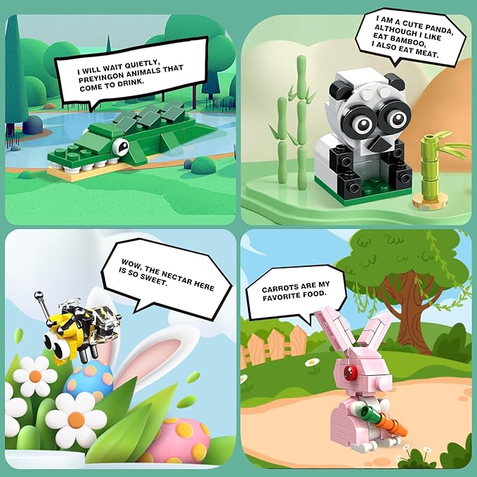 HOGOKIDS Party Favors for Kids - 12 Pack Animals Building Blocks Toy for Easter Gifts Goodie Bags Classroom Prizes Stocking Stuffers Building Set Valentines Day Birthday Gift for Boy Girl Ages 6-12+