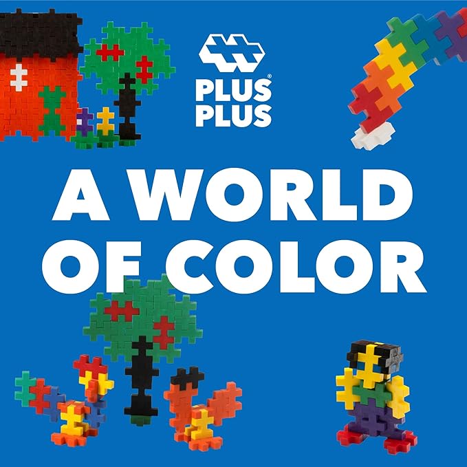 PLUS PLUS BIG - Open Play Set - 100 Piece - Basic Color Mix, Construction Building Stem Toy, Interlocking Large Puzzle Blocks for Toddlers and Preschool