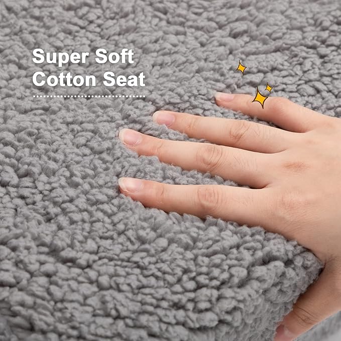 ALIMORDEN 2-in-1 Flip Out Cuddly Sherpa Toddler Couch, Convertible Sofa to Lounger, Grey