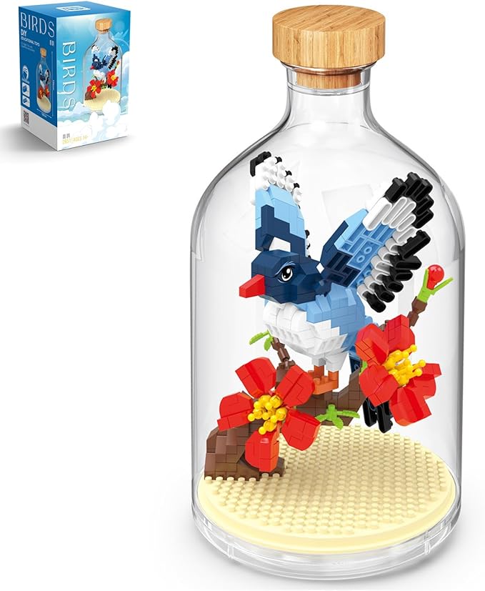 Thcbme Bird Animals Building Block Toy Set, Parrot, Swallow, Eagle, Creative Set to Build and Display, Compatible with Lego 6254100 Building Accessory, Great Gift for Kids with Ages 6+(Magpie 489pcs)