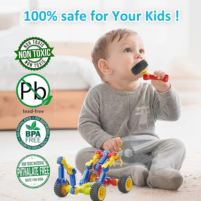 Stem Building Toys for 3 4 5 6 7 8 Year Old Boys Girls Kids,180 Pieces Building Blocks Educational Learning Toys with Large Storage Box,Ideal Christmas Birthday Gifts