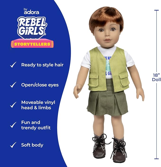 Adora 18" Rebel Girls Doll Collection - Inspired by Good Night Stories Rebel Girl Books - Premium Quality Soft and Movable Doll Body with Realistic Features - Innovator