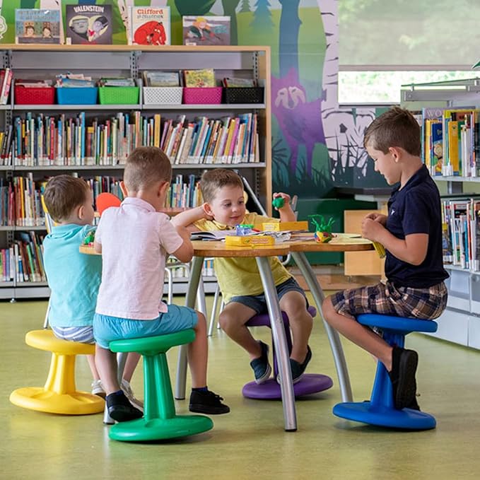 KORE Design Wobble Stool Chair, Girls + Boys Kid Desk Stools, Ergonomic Small Office Chairs, Flexible Seating for Active Kids, ADD/ADHD, Classroom, School, Home, Preschool (12in), Age 4-5 yrs, Blue