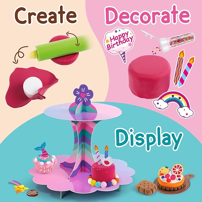 Craft Kits for Kids, Make Your Own Mini Desserts with Air Dry Clay, Create & Display Clay Creations, Art Activities, Great Gifts for Girls
