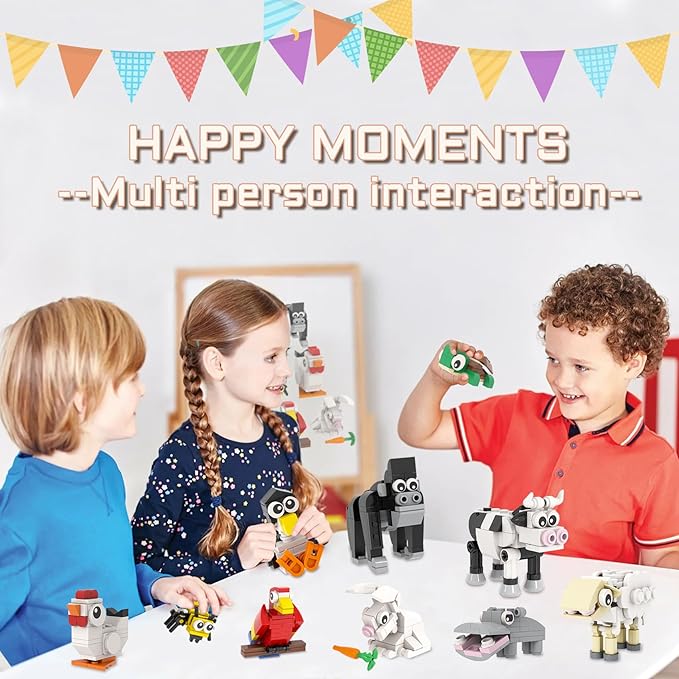 MOOXI-MOC 10pcs Animal Party Favors Building Set,Animal Building Block Toys,Suitable for Easter,Christmas Birthday,Party Gifts(465pcs)