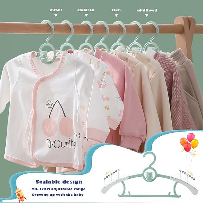 JSF Set of 20pcs Baby Hangers, Baby Hangers for Closet, Durable Non Slip Baby Hangers, 11-14" Baby Hangers for Closet, Green Hanger