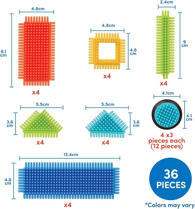 Battat- Bristle Blocks- STEM Interlocking Building Blocks- 36 pc Playset- Developmental Toys for Toddlers & Kid- Basic Builder Box- 2 Years +