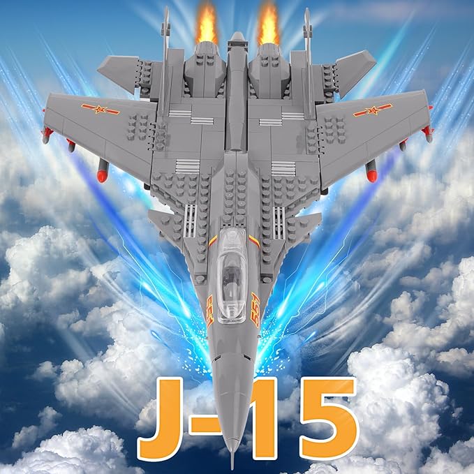 Oichy Fighter Building Sets Flying Shark Carrier-Based Air Force Building Block Set (285 Pieces), Aircraft Jet Building Toys Gifts for 6+ Kids and Adults, Large