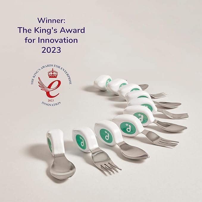 doddl Toddler Utensils, Ergonomic Fork and Spoon Set for Self Feeding, Stainless Steel Silverware for 1-3 Year Olds, BPA Free, Dishwasher Safe (Magenta)