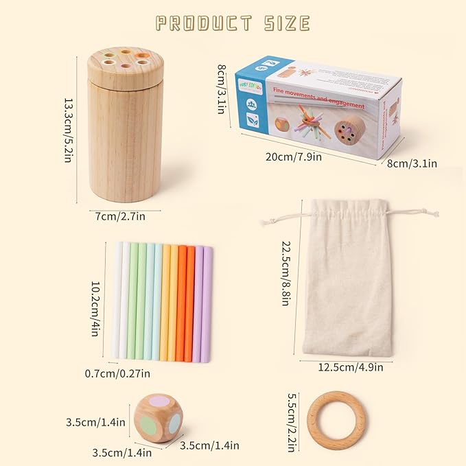 Montessori Toys for 1-3 Year Old, Wooden Learning Color Sorting Toys for Toddlers Age 1 2 3, Educational Fine Motor Developmental Infants Sensory Matching Games, 18 Month Old Toys for Girls Boys