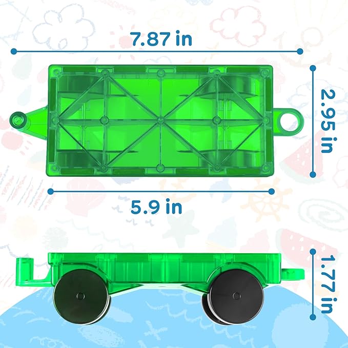 Magnetic Tiles Cars Construction Set - 4 PCS Magnetic Tiles Magnet Bricks Truck Sensory Toys, Educational Magnetic Cars Set Magnet Building Blocks for 3 4 5 6 7 8+ Year Old Girls Boys