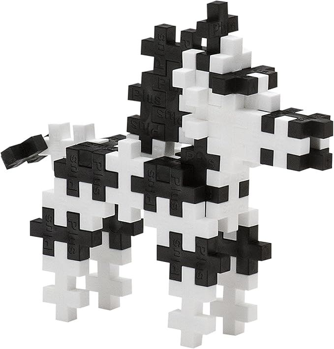Plus Plus 3D Animal Figure Building Block Set, 70 Mini Interlocking Puzzle Pieces, Fun Stem Toys for Kids - Zebra Maker Tube