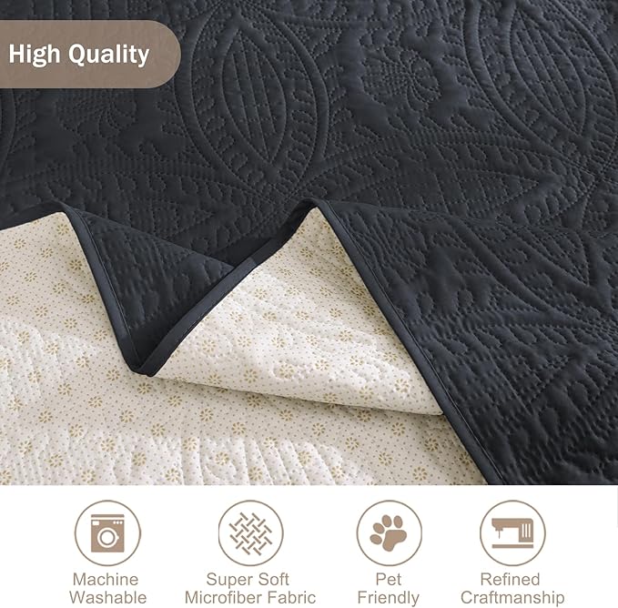 Water Repellent Loveseat Cover for 2 Cushion Couch, Machine Washable Love Seat Quilted Couch Covers, Pet Friendly Loveseat Slipcovers (Loveseat 48", Blue Gray)