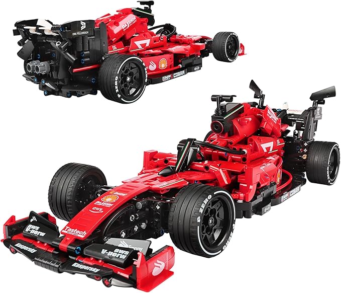F1 Racing car technic Building Sets,Formula 1 Model Cars ，1：12 MOC Sports car Building Blocks,Collectible Kits for Kids 8+ and Adults (red)(1392 Pieces Bricks)