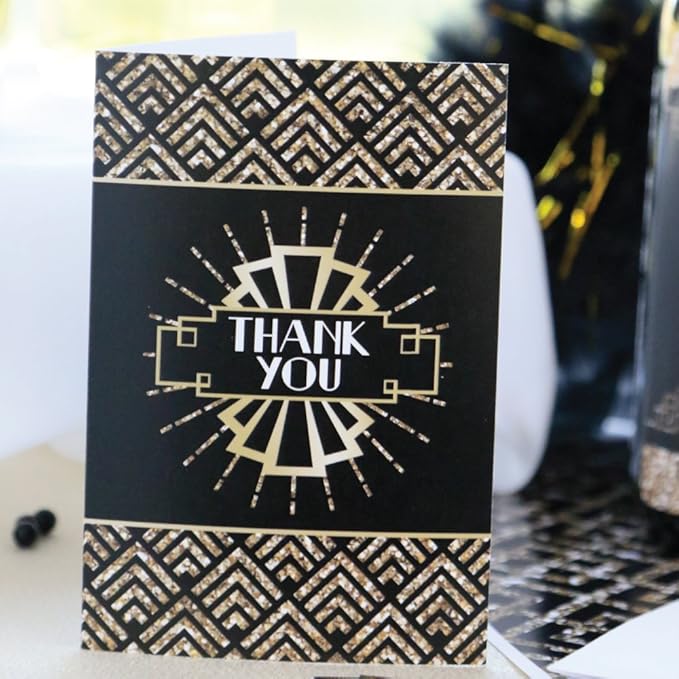 Big Dot of Happiness Roaring 20's - 1920s Art Deco Jazz Party Thank You Cards (8 count)