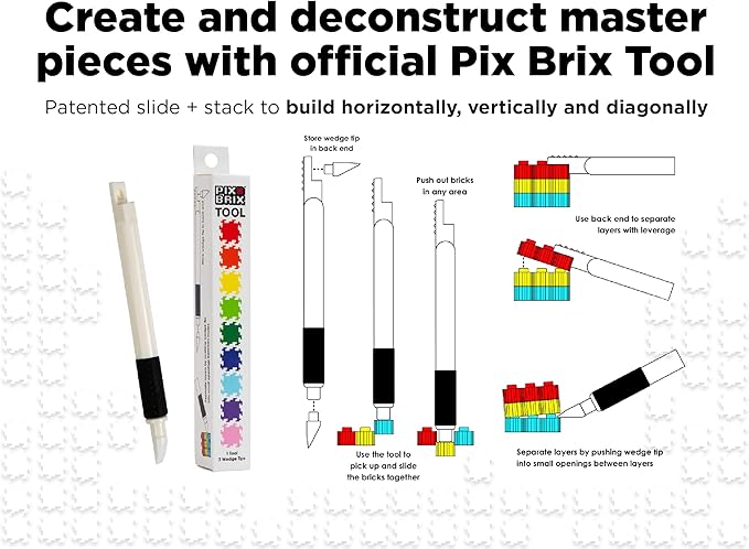 Pix Brix Pixel Art Puzzle Bricks – 3,000 Piece Pixel Art Container, 12 Color Dark Palette – Interlocking Building Bricks, Create 2D and 3D Builds Without Water or Glue – Stem Toys, Ages 6 Plus