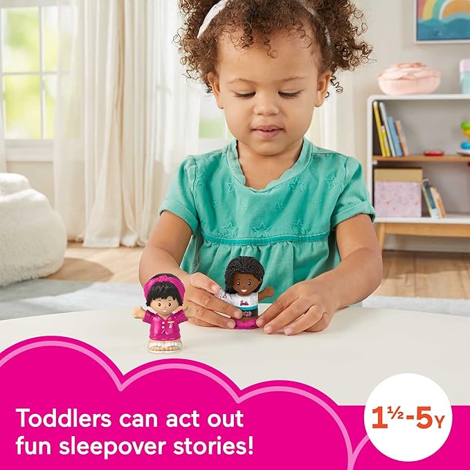 Fisher-Price Little People Toddler Toys Barbie Sleepover Figure Set with 2 Characters for Preschool Pretend Play Kids Ages 18+ Months
