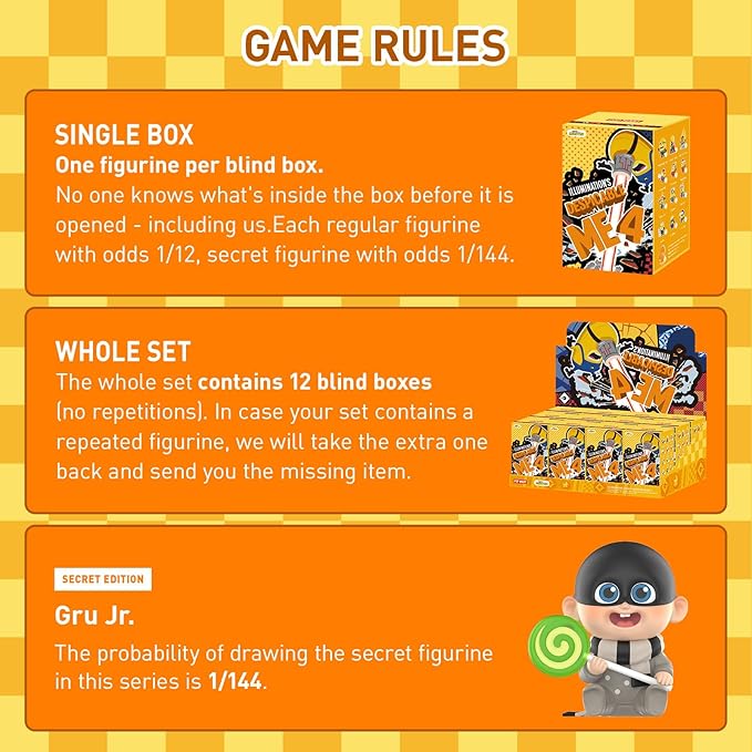 POP MART Universal Despicable Me 4 Series Figures, Universal Blind Box Figures, Random Design Action Figures Collectible Toys Home Decorations, Holiday Birthday Gifts for Boys and Girls, Single Box