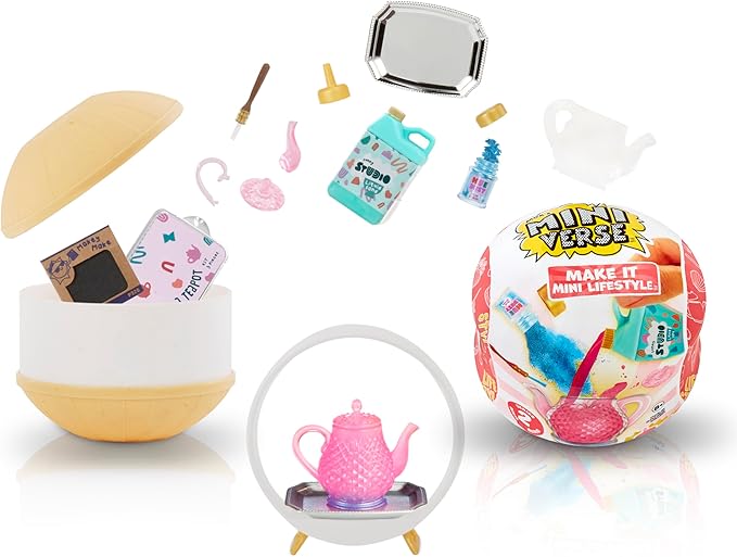 Make It Mini Lifestyle Series 2 Party Pack (6 Pack) Mini Collectibles MGA's Miniverse, Mystery Blind Packaging, DIY, Crafts, Resin Play, Replicas, Molds, Teapots, Teacups, Candles, Vase Collectors, 8+