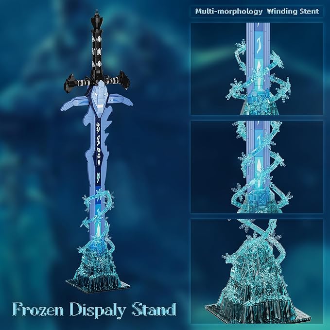 Frostmourne Sword Building Set with The Frozen Display Stand, 28″ Lich King Sword Building Blocks Toy Compatible with Lego for Adults Boys 6+, Gift for Game Fans Collectible Decoration (862PCS)
